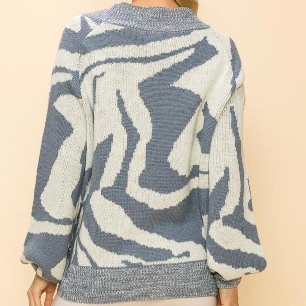 Printed Knit Pullover Sweater