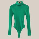 Kelly Small Rib Sweater Knit Turtle Neck Bodysuit / S-XL