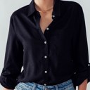  Basic Linen Relaxed Fit Button Down Shirt