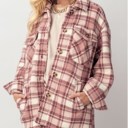 Mauve Small Fluffy Sherpa Plaid Jacket