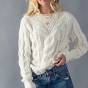 Ivory Small Pullover Cable Knit Sweater