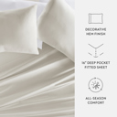 California King Ivory 300 Thread Count Cotton Sheet Set in Essential Colors