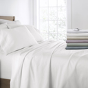 California King White 300 Thread Count Cotton Sheet Set in Essential Colors