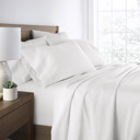 California King White 300 Thread Count Cotton Sheet Set in Essential Colors