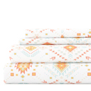 California King Aztec Dreams Coral Patterned Ultra-Soft Bed Sheet Set - Bohemian Patterns