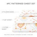 California King Aztec Dreams Coral Patterned Ultra-Soft Bed Sheet Set - Bohemian Patterns