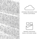 California King Burst of Vines Light Gray Patterned Ultra-Soft Bed Sheet Set - Bohemian Patterns