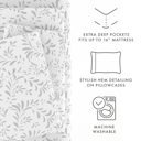 California King Burst of Vines Light Gray Patterned Ultra-Soft Bed Sheet Set - Bohemian Patterns