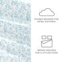 California King Burst of Vines Light Blue Patterned Ultra-Soft Bed Sheet Set - Bohemian Patterns