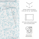 California King Burst of Vines Light Blue Patterned Ultra-Soft Bed Sheet Set - Bohemian Patterns