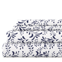 California King Burst of Vines Navy Patterned Ultra-Soft Bed Sheet Set - Bohemian Patterns