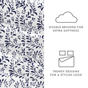 California King Burst of Vines Navy Patterned Ultra-Soft Bed Sheet Set - Bohemian Patterns