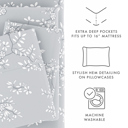 California King Trellis Vine Light Gray Patterned Ultra-Soft Bed Sheet Set - Bohemian Patterns