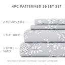 California King Trellis Vine Light Gray Patterned Ultra-Soft Bed Sheet Set - Bohemian Patterns