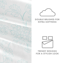 California King Vines Aqua Patterned Ultra-Soft Bed Sheet Set - Bohemian Patterns