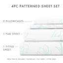 California King Vines Aqua Patterned Ultra-Soft Bed Sheet Set - Bohemian Patterns