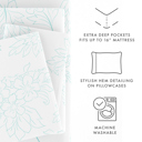 Full/Double Vines Aqua Patterned Ultra-Soft Bed Sheet Set - Bohemian Patterns