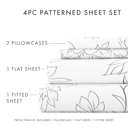 Queen Vines Gray Patterned Ultra-Soft Bed Sheet Set - Bohemian Patterns