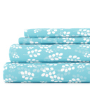 California King Wheatfield Pale Blue Patterned Ultra-Soft Bed Sheet Set - Bohemian Patterns