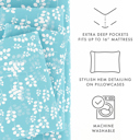 California King Wheatfield Pale Blue Patterned Ultra-Soft Bed Sheet Set - Bohemian Patterns