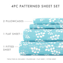 California King Wheatfield Pale Blue Patterned Ultra-Soft Bed Sheet Set - Bohemian Patterns