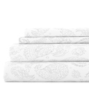 California King Coarse Paisley Light Gray Patterned Ultra-Soft Bed Sheet Set - Classic Patterns