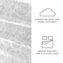 California King Coarse Paisley Light Gray Patterned Ultra-Soft Bed Sheet Set - Classic Patterns