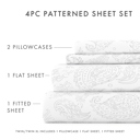 California King Coarse Paisley Light Gray Patterned Ultra-Soft Bed Sheet Set - Classic Patterns