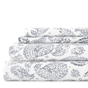 California King Coarse Paisley Navy Patterned Ultra-Soft Bed Sheet Set - Classic Patterns