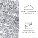 California King Coarse Paisley Navy Patterned Ultra-Soft Bed Sheet Set - Classic Patterns