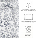 California King Coarse Paisley Navy Patterned Ultra-Soft Bed Sheet Set - Classic Patterns