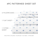 California King Lily Navy Patterned Ultra-Soft Bed Sheet Set - Classic Patterns