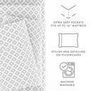 California King Polaris Gray Patterned Ultra-Soft Bed Sheet Set - Classic Patterns