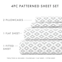 California King Polaris Gray Patterned Ultra-Soft Bed Sheet Set - Classic Patterns