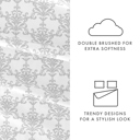 California King Soft Bouquet Light Gray Patterned Ultra-Soft Bed Sheet Set - Classic Patterns