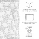 California King Soft Bouquet Light Gray Patterned Ultra-Soft Bed Sheet Set - Classic Patterns