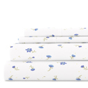 California King Soft Floral Light Blue Patterned Ultra-Soft Bed Sheet Set - Classic Patterns