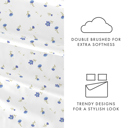 California King Soft Floral Light Blue Patterned Ultra-Soft Bed Sheet Set - Classic Patterns