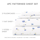 California King Soft Floral Light Blue Patterned Ultra-Soft Bed Sheet Set - Classic Patterns