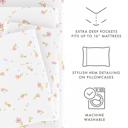 California King Soft Floral Pink Patterned Ultra-Soft Bed Sheet Set - Classic Patterns