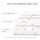 California King Soft Floral Pink Patterned Ultra-Soft Bed Sheet Set - Classic Patterns