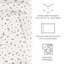 California King Spotted Leaves Light Gray Patterned Ultra-Soft Bed Sheet Set - Classic Patterns