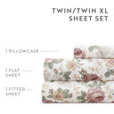 California King Blooming Floral Rose Patterned Ultra-Soft Bed Sheet Set - Delicate Blossoms