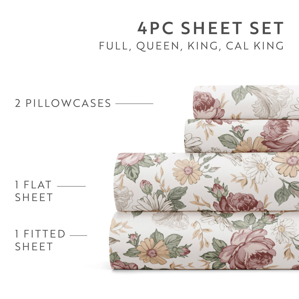 Patterned Ultra-Soft Bed Sheet Set - Delicate Blossoms