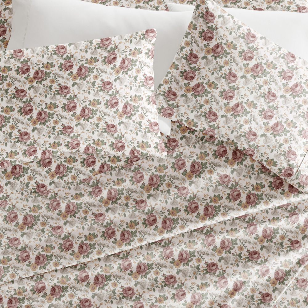 Patterned Ultra-Soft Bed Sheet Set - Delicate Blossoms