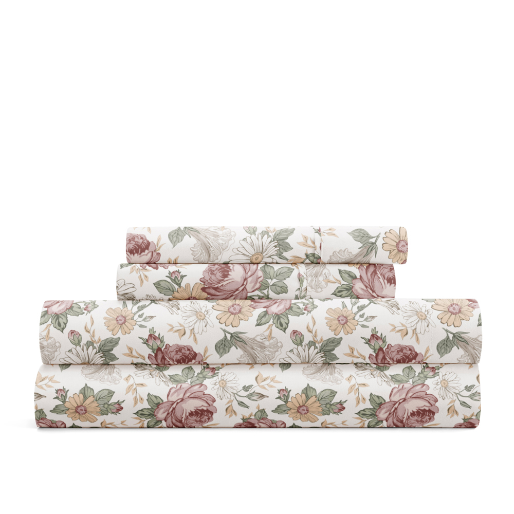 Patterned Ultra-Soft Bed Sheet Set - Delicate Blossoms