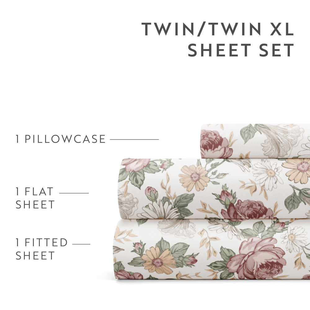 Patterned Ultra-Soft Bed Sheet Set - Delicate Blossoms