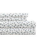 California King Ditsy Floral Blue Fog Patterned Ultra-Soft Bed Sheet Set - Delicate Blossoms