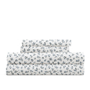 California King Ditsy Floral Blue Fog Patterned Ultra-Soft Bed Sheet Set - Delicate Blossoms