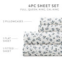 California King Ditsy Floral Blue Fog Patterned Ultra-Soft Bed Sheet Set - Delicate Blossoms